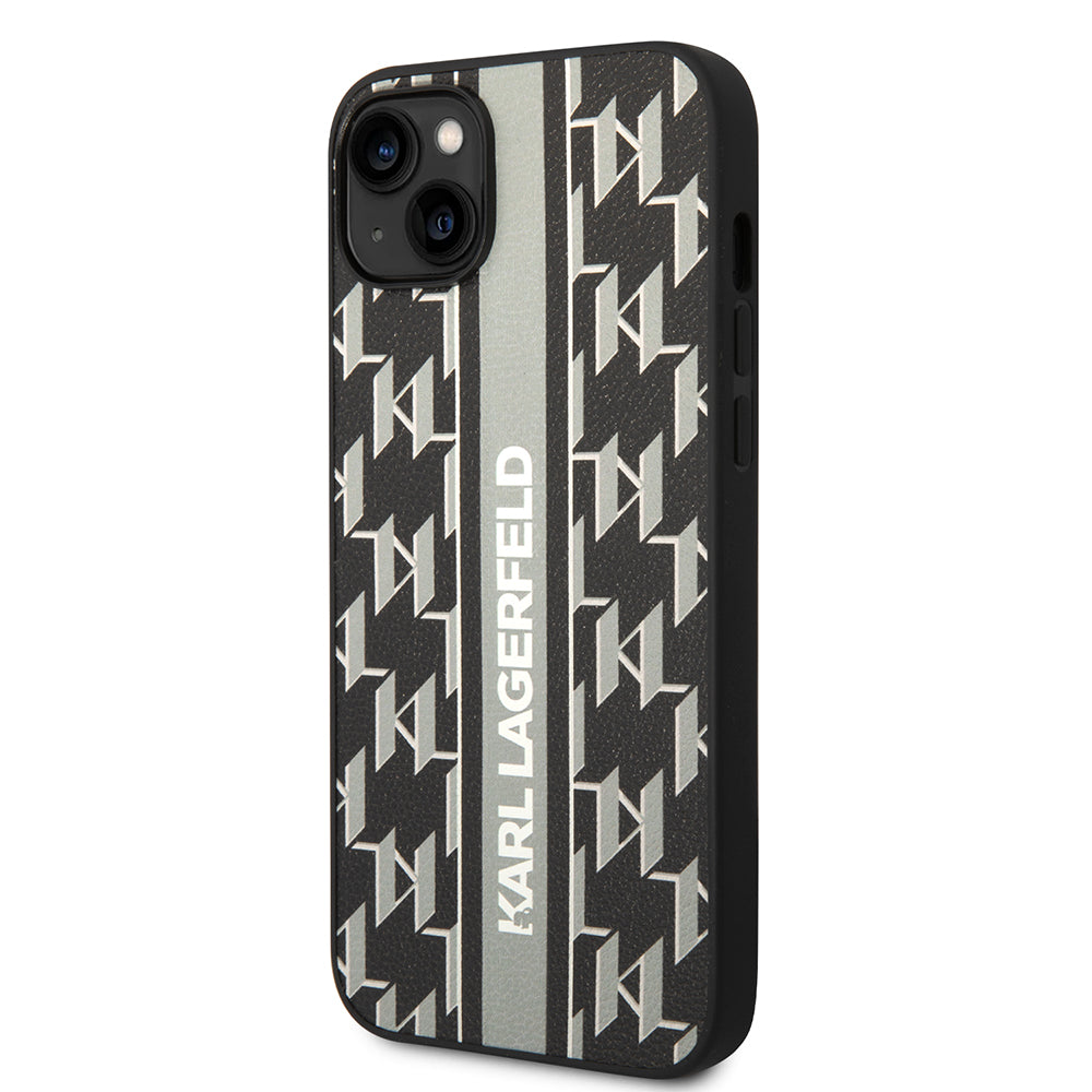 Etui til Apple iPhone 14 Plus, Karl Lagerfeld, Monogram Stripe, Grå