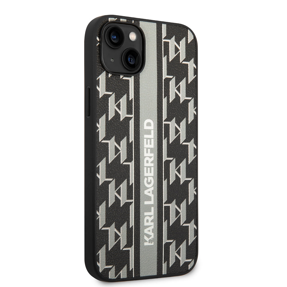 Etui til Apple iPhone 14 Plus, Karl Lagerfeld, Monogram Stripe, Grå