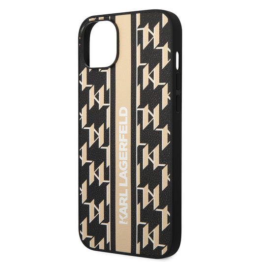 Etui til Apple iPhone 14 Plus, Karl Lagerfeld, Monogram Stripe, Brun