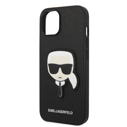 Etui til Apple iPhone 14 Plus, Karl Lagerfeld, Saffiano Karl's Head, Sort