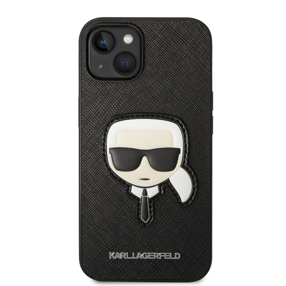 Etui til Apple iPhone 14 Plus, Karl Lagerfeld, Saffiano Karl's Head, Sort