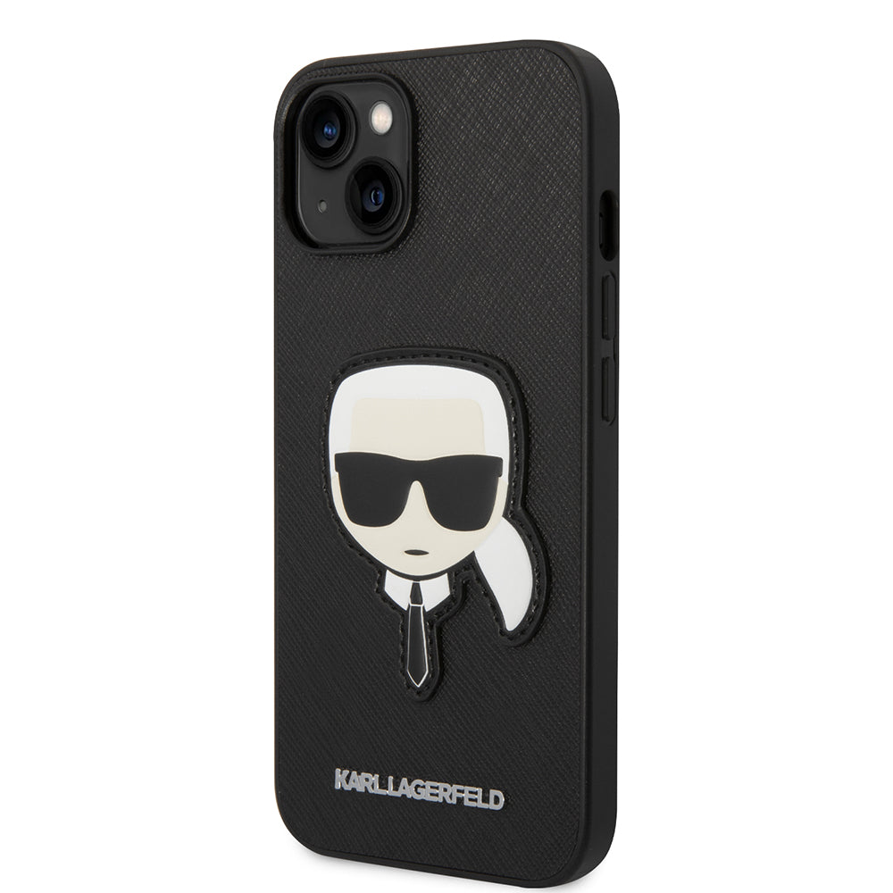 Etui til Apple iPhone 14 Plus, Karl Lagerfeld, Saffiano Karl's Head, Sort