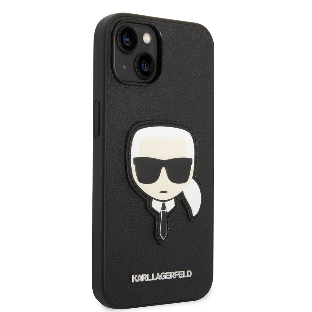 Etui til Apple iPhone 14 Plus, Karl Lagerfeld, Saffiano Karl's Head, Sort