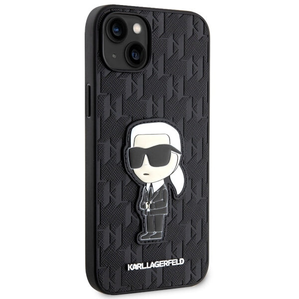 Etui til Apple iPhone 14 Plus, Karl Lagerfeld, Saffiano Monogram Ikonik Karl, Sort