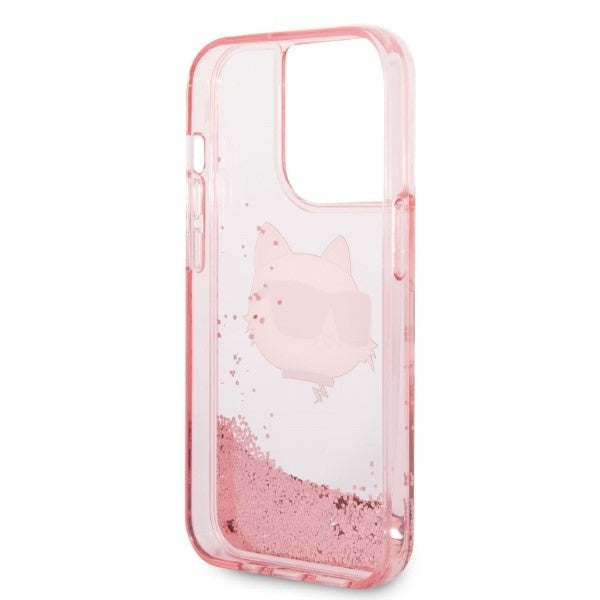 Etui til Apple iPhone 14 Pro, Karl Lagerfeld, Glitter Choupette's Head, Pink