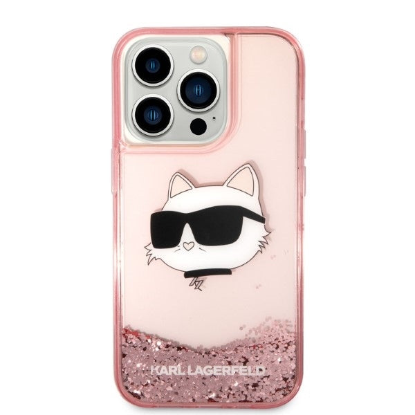 Etui til Apple iPhone 14 Pro, Karl Lagerfeld, Glitter Choupette's Head, Pink