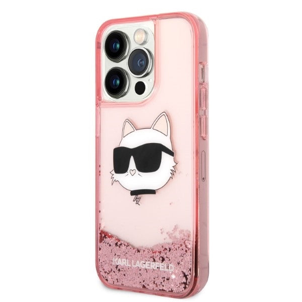 Etui til Apple iPhone 14 Pro, Karl Lagerfeld, Glitter Choupette's Head, Pink