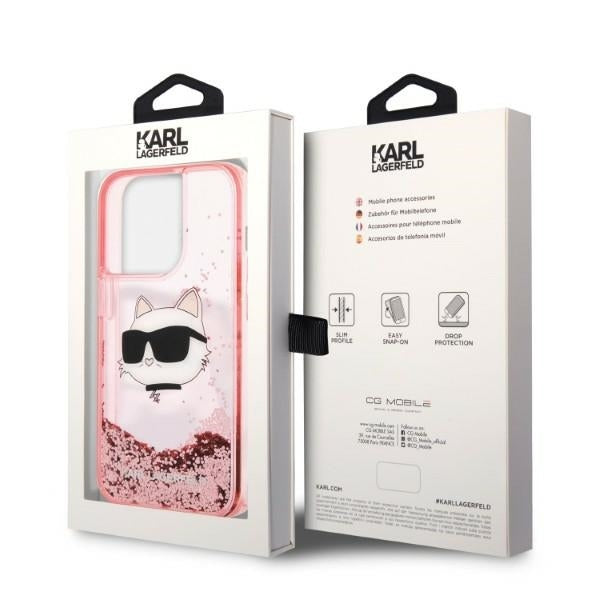 Etui til Apple iPhone 14 Pro, Karl Lagerfeld, Glitter Choupette's Head, Pink