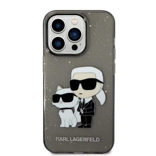 Cover til Apple iPhone 14 Pro, Karl Lagerfeld, Glitter Karl & Choupette, Sort