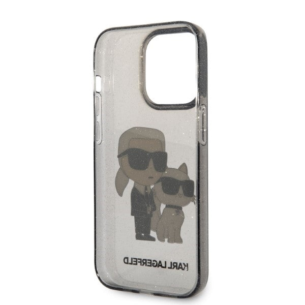 Cover til Apple iPhone 14 Pro, Karl Lagerfeld, Glitter Karl & Choupette, Sort