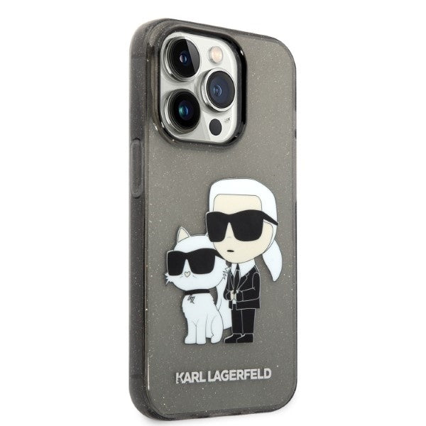 Cover til Apple iPhone 14 Pro, Karl Lagerfeld, Glitter Karl & Choupette, Sort