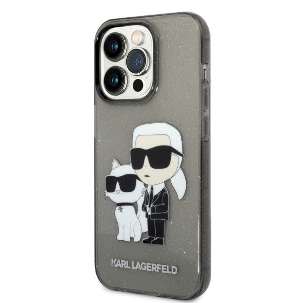 Cover til Apple iPhone 14 Pro, Karl Lagerfeld, Glitter Karl & Choupette, Sort