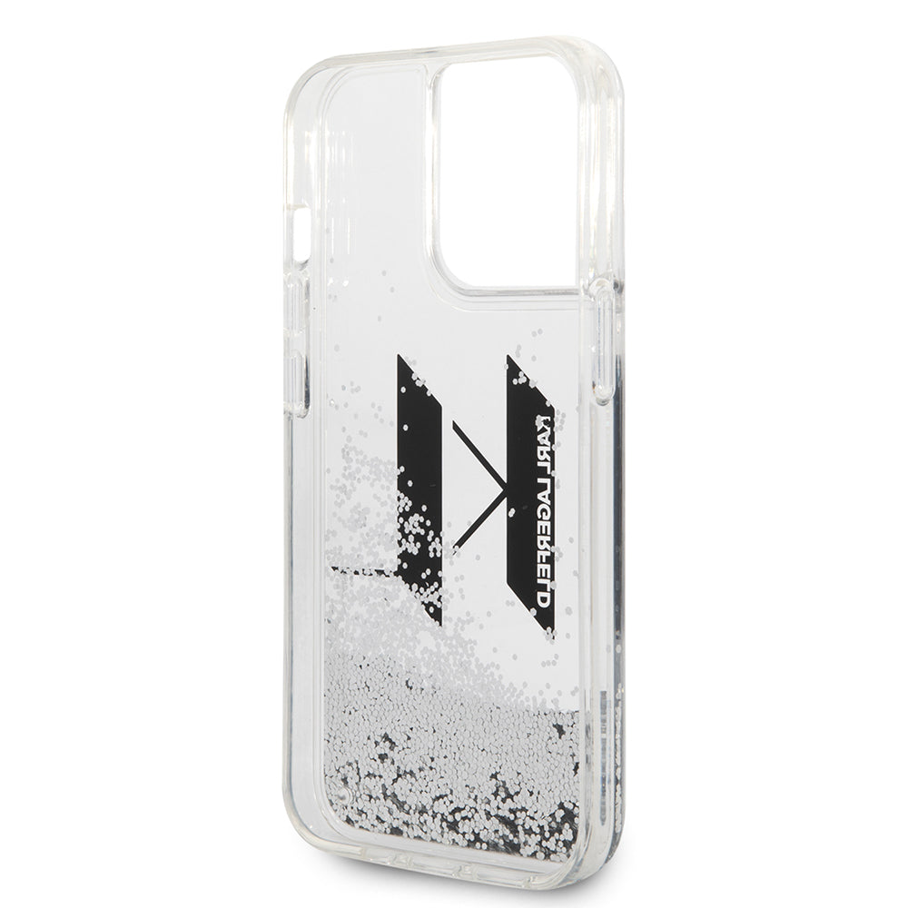 Cover til Apple iPhone 14 Pro, Karl Lagerfeld, Liquid Glitter Big KL, Sølvfarvet