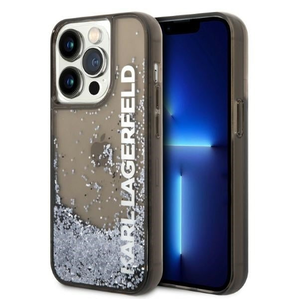 Cover til Apple iPhone 14 Pro, Karl Lagerfeld, Liquid Glitter KL Logo, Sort