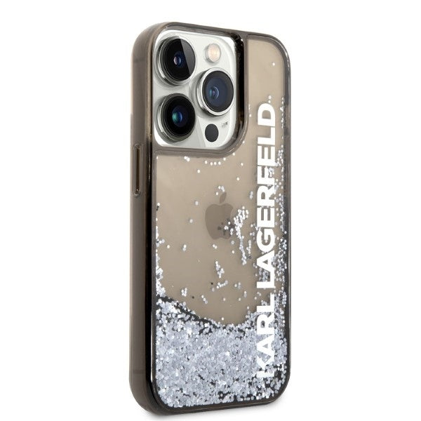 Cover til Apple iPhone 14 Pro, Karl Lagerfeld, Liquid Glitter KL Logo, Sort