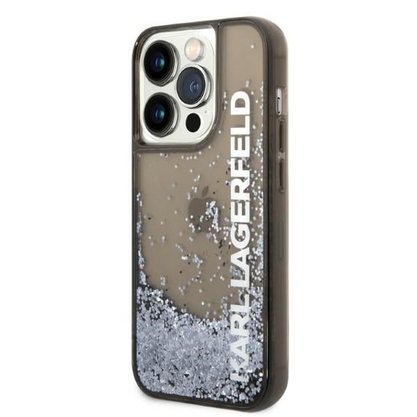 Cover til Apple iPhone 14 Pro, Karl Lagerfeld, Liquid Glitter KL Logo, Sort