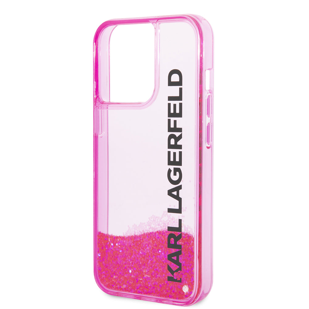 Etui til Apple iPhone 14 Pro, Karl Lagerfeld, Liquid Glitter KL Logo, Pink