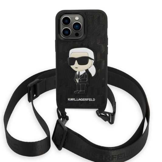 Etui til Apple iPhone 14 Pro, Karl Lagerfeld, Monogram Ikonik Karl, Sort