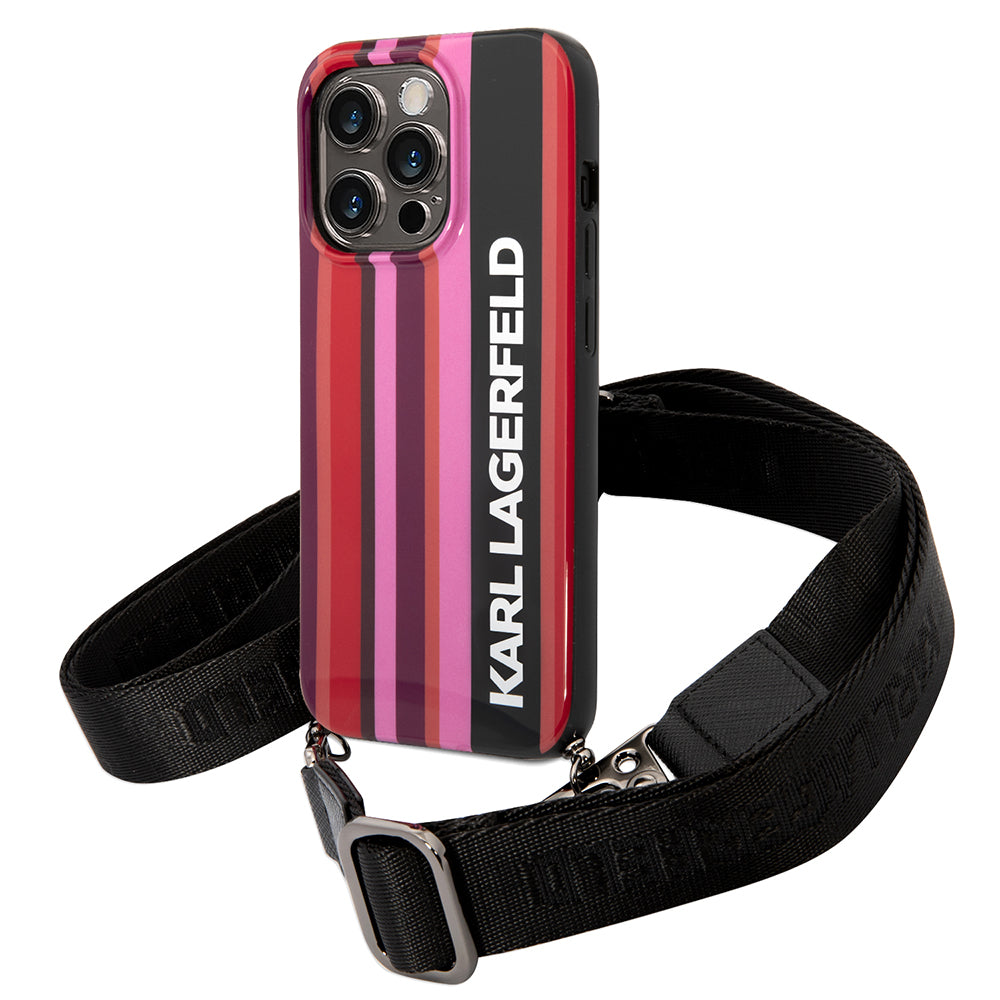 Etui til Apple iPhone 14 Pro Max, Karl Lagerfeld, Color Stripes with Strap, Pink