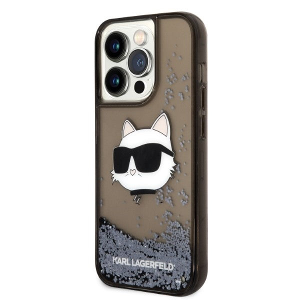 Etui til Apple iPhone 14 Pro Max, Karl Lagerfeld, Glitter Choupette's Head, Sort