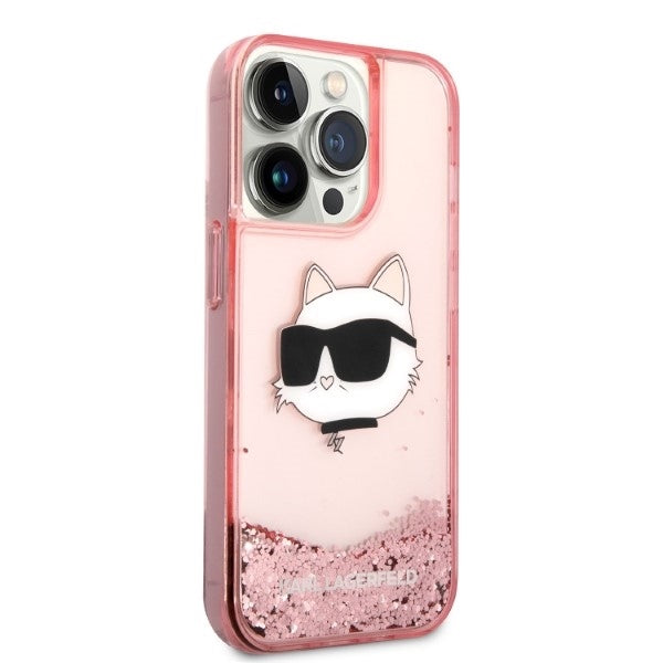 Etui til Apple iPhone 14 Pro Max, Karl Lagerfeld, Glitter Choupette's Head, Pink