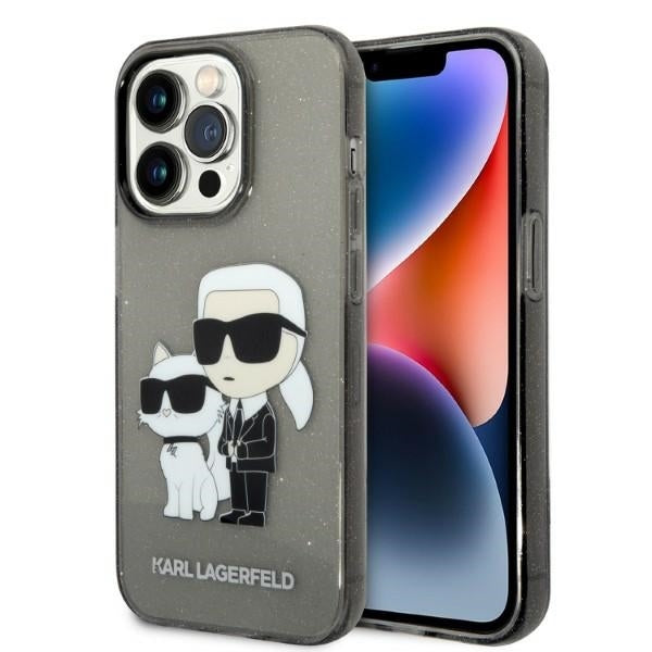 Etui til Apple iPhone 14 Pro Max, Karl Lagerfeld, Glitter Karl & Choupette, Sort