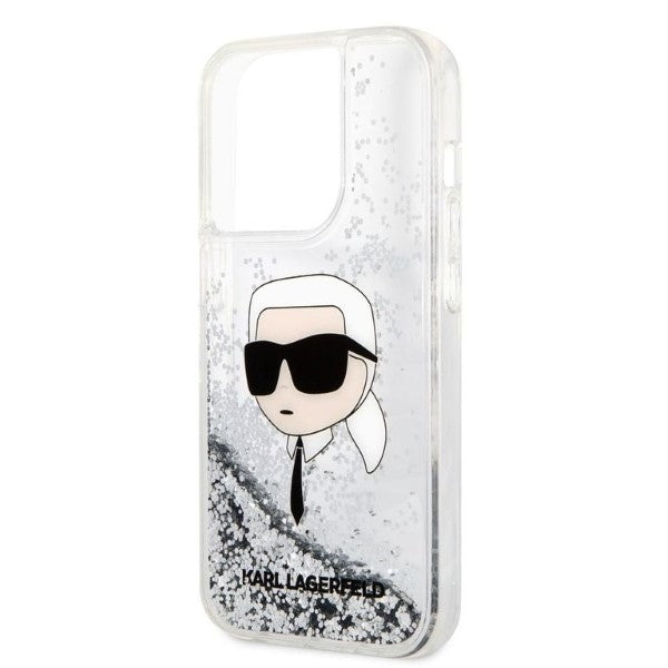 Cover til Apple iPhone 14 Pro Max, Karl Lagerfeld, Glitter Karl's Head, Sølvfarvet