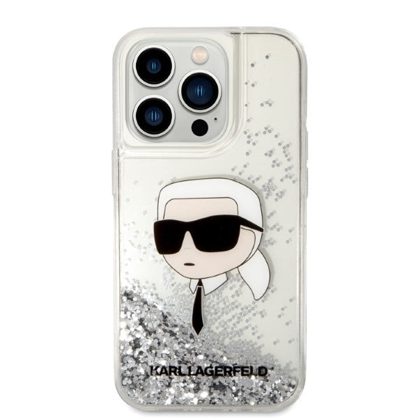 Cover til Apple iPhone 14 Pro Max, Karl Lagerfeld, Glitter Karl's Head, Sølvfarvet
