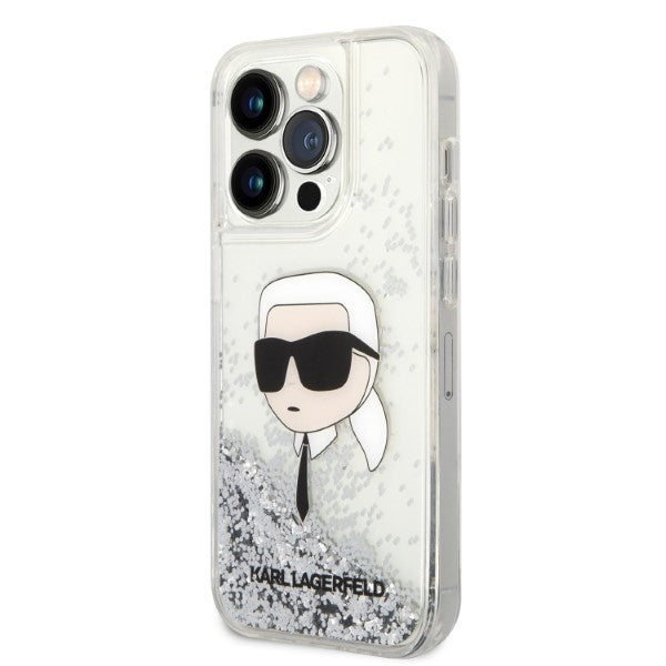 Cover til Apple iPhone 14 Pro Max, Karl Lagerfeld, Glitter Karl's Head, Sølvfarvet
