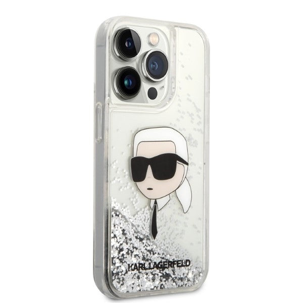 Cover til Apple iPhone 14 Pro Max, Karl Lagerfeld, Glitter Karl's Head, Sølvfarvet