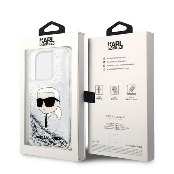 Cover til Apple iPhone 14 Pro Max, Karl Lagerfeld, Glitter Karl's Head, Sølvfarvet