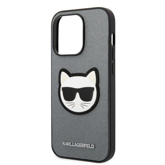 Etui til Apple iPhone 14 Pro Max, Karl Lagerfeld, Saffiano Choupette's Head, Sølvfarvet