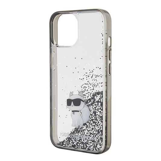 Etui til Apple iPhone 15 / 14 / 13, Karl Lagerfeld, Liquid Glitter Choupette, Gennemsigtig