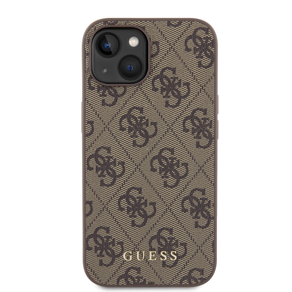 Etui til Apple iPhone 15, Guess, 4G Metal Gold Logo, Brun