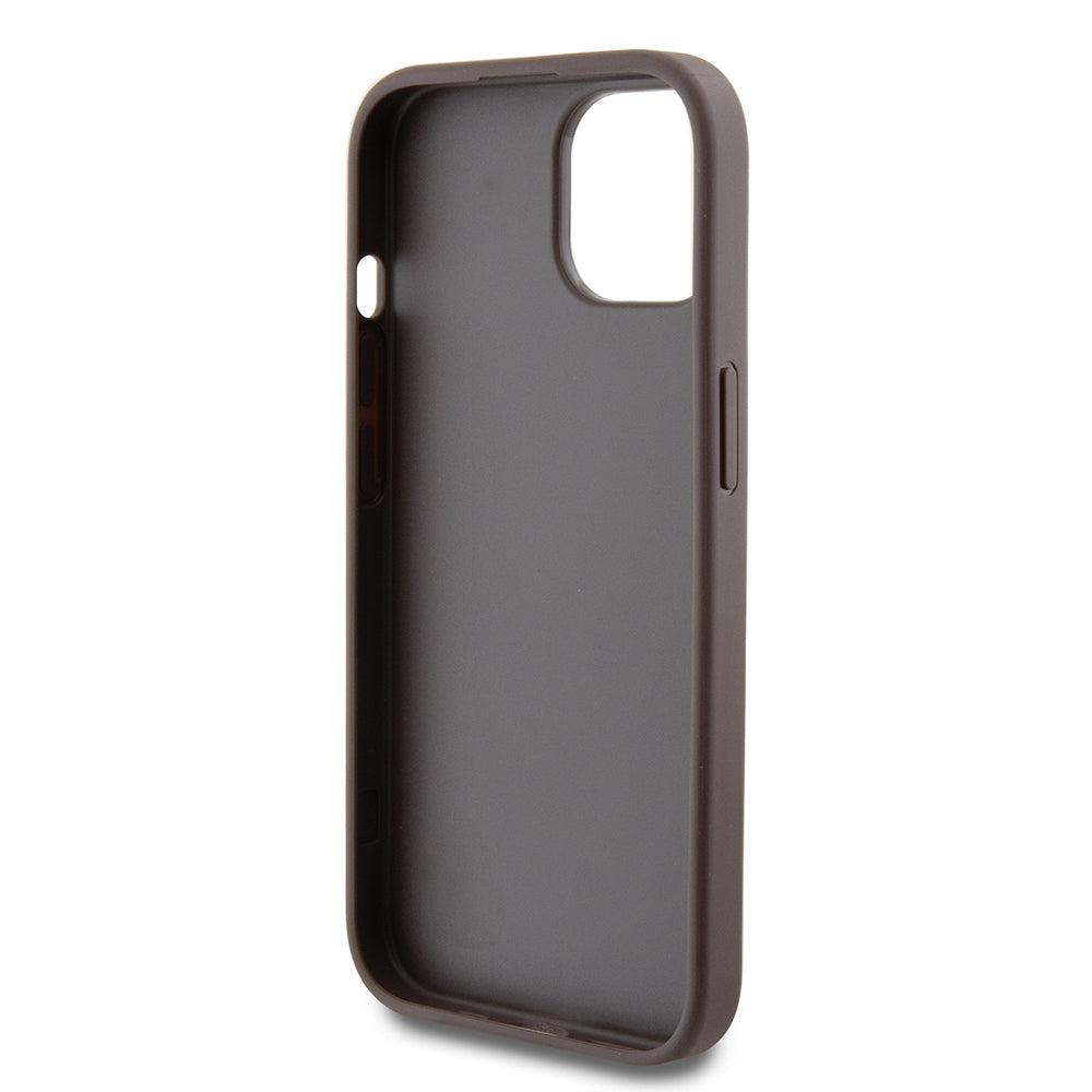 Etui til Apple iPhone 15, Guess, 4G Metal Gold Logo, Brun