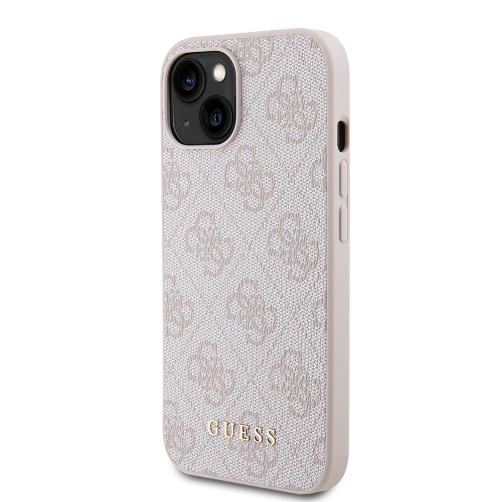 Etui til Apple iPhone 15, Guess, 4G Metal Gold Logo, Pink