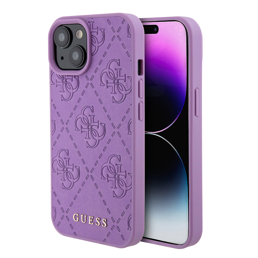 Etui til Apple iPhone 15, Guess, 4G Stamped, Lys Lilla