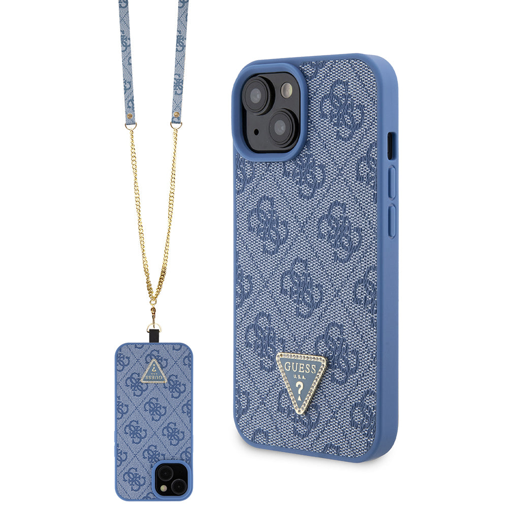 Etui til Apple iPhone 15, Guess, Crossbody 4G Metal Logo, Blå