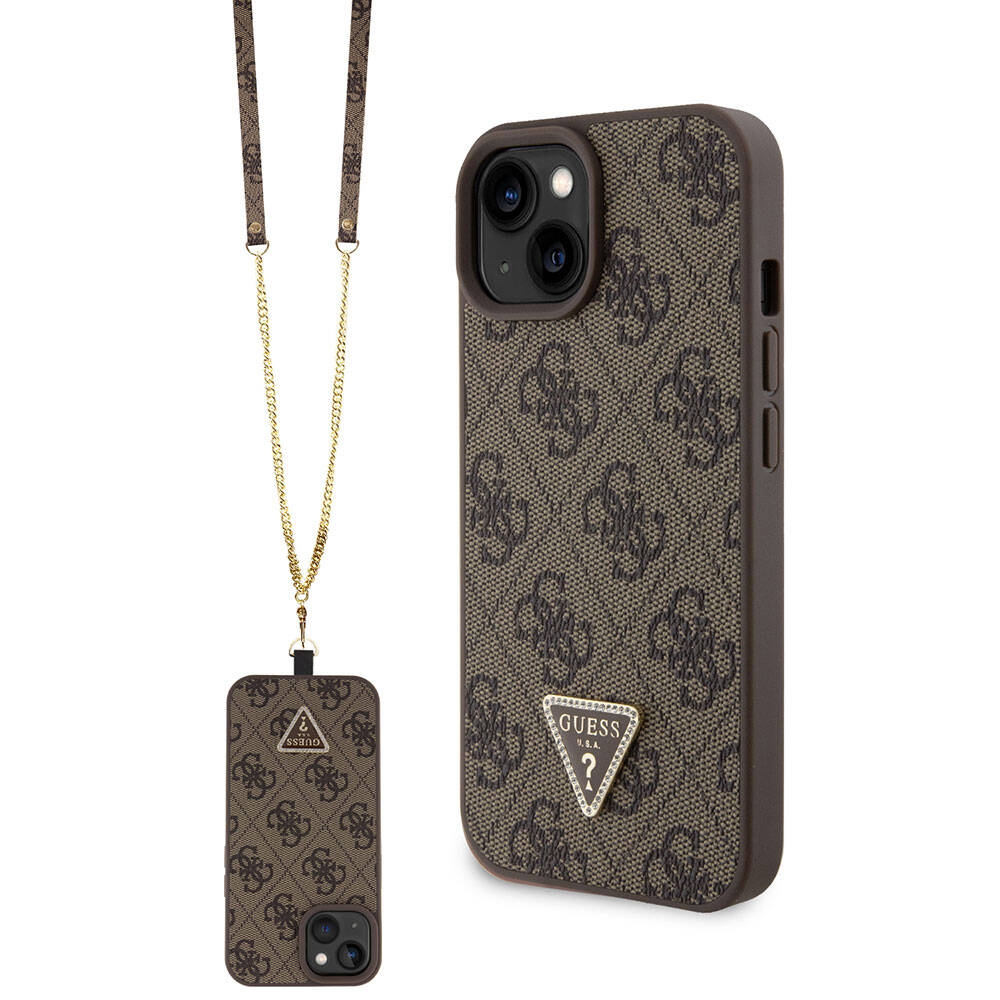 Etui til Apple iPhone 15, Guess, Crossbody 4G Metal Logo, Brun