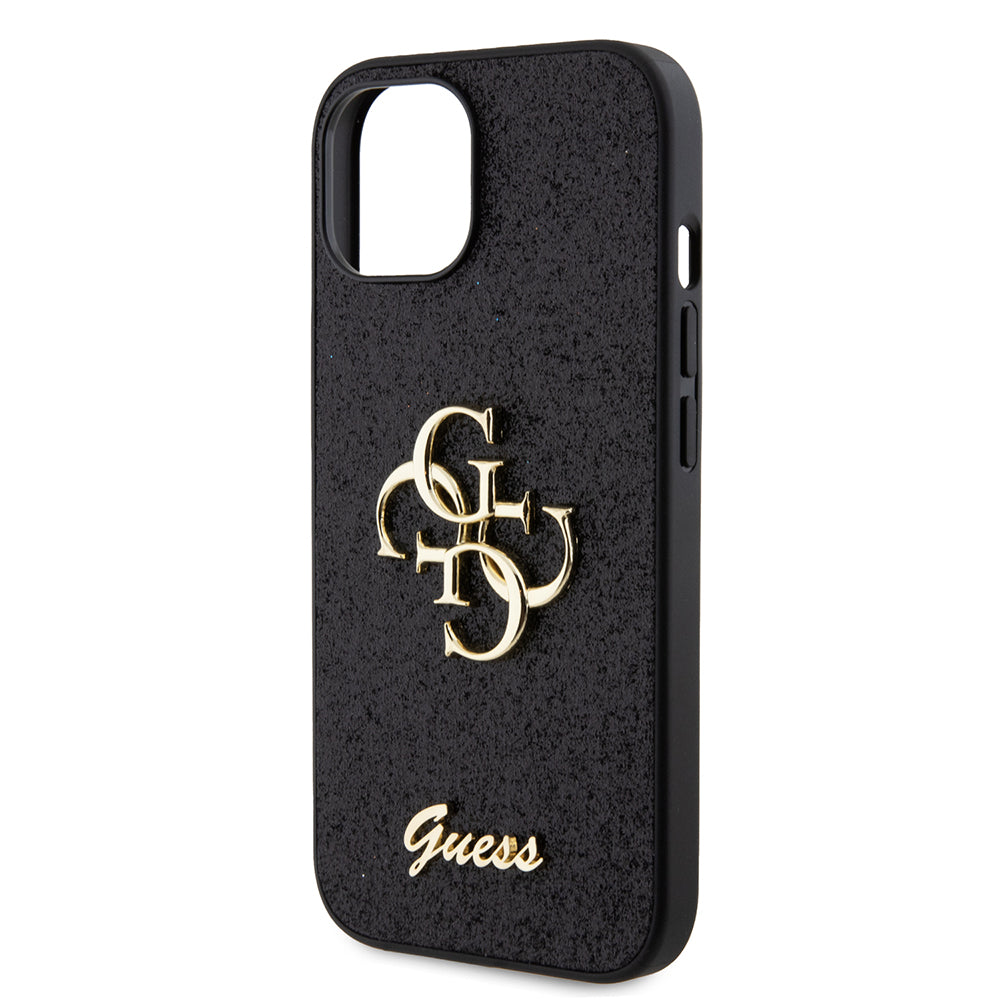 Etui til Apple iPhone 15, Guess, Glitter Big 4G Script, Sort