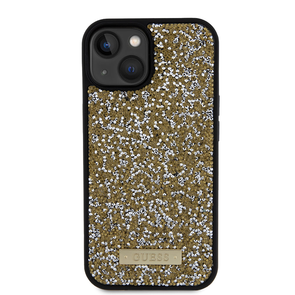 Etui til Apple iPhone 15, Guess, Rhinestone Metal Logo, Gul