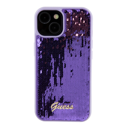 Etui til Apple iPhone 15, Guess, Sequin Script Metal, Lilla