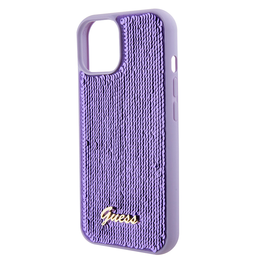 Etui til Apple iPhone 15, Guess, Sequin Script Metal, Lilla
