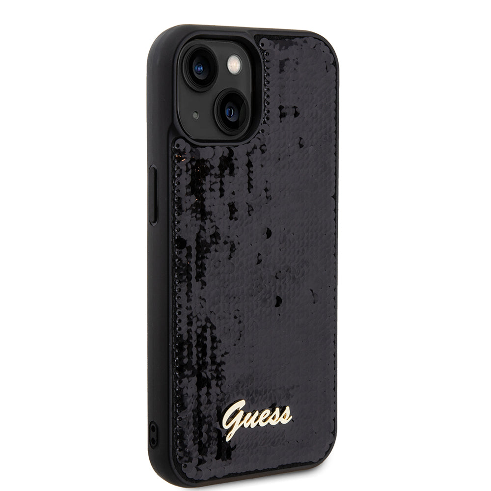 Etui til Apple iPhone 15, Guess, Sequin Script Metal, Sort