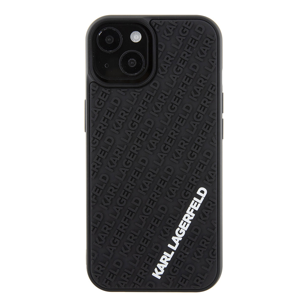 Etui til Apple iPhone 15, Karl Lagerfeld, 3D Rubber Multi Logo, Sort