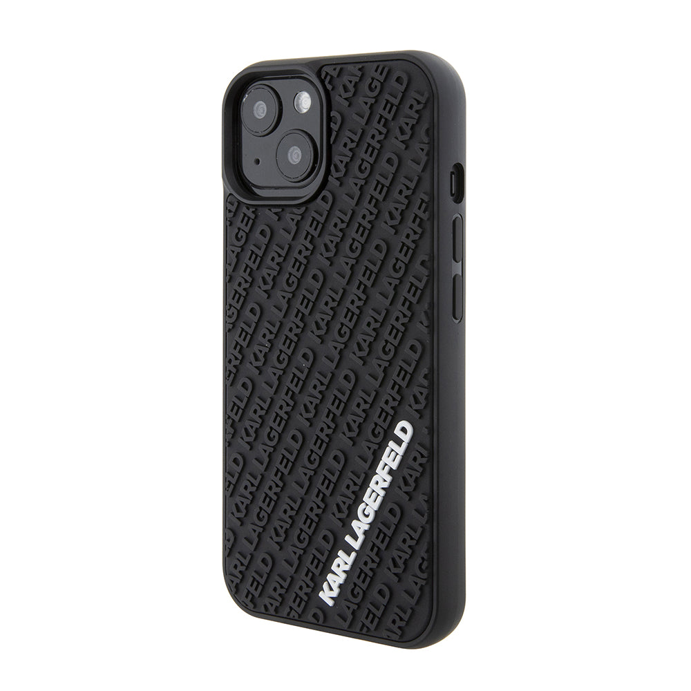 Etui til Apple iPhone 15, Karl Lagerfeld, 3D Rubber Multi Logo, Sort