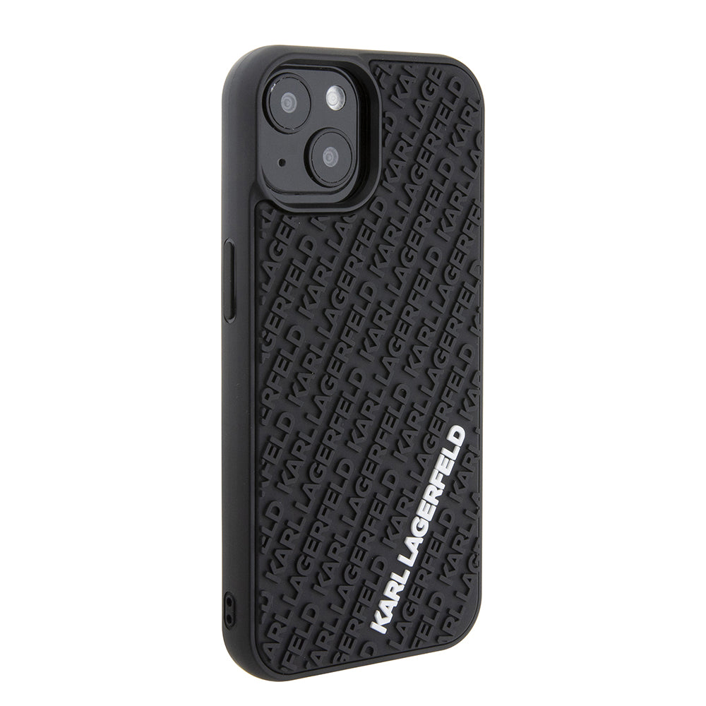 Etui til Apple iPhone 15, Karl Lagerfeld, 3D Rubber Multi Logo, Sort