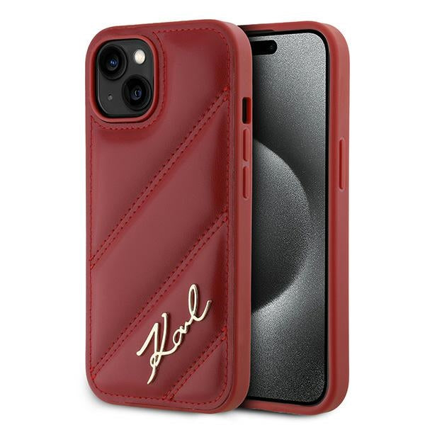 Etui til Apple iPhone 15, Karl Lagerfeld, Diagonal Quilted Script, Rosie