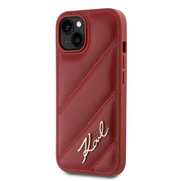Etui til Apple iPhone 15, Karl Lagerfeld, Diagonal Quilted Script, Rosie