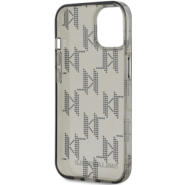 Cover til Apple iPhone 15, Karl Lagerfeld, IML Luxury Monogram KL Mønster med Strop, Sort